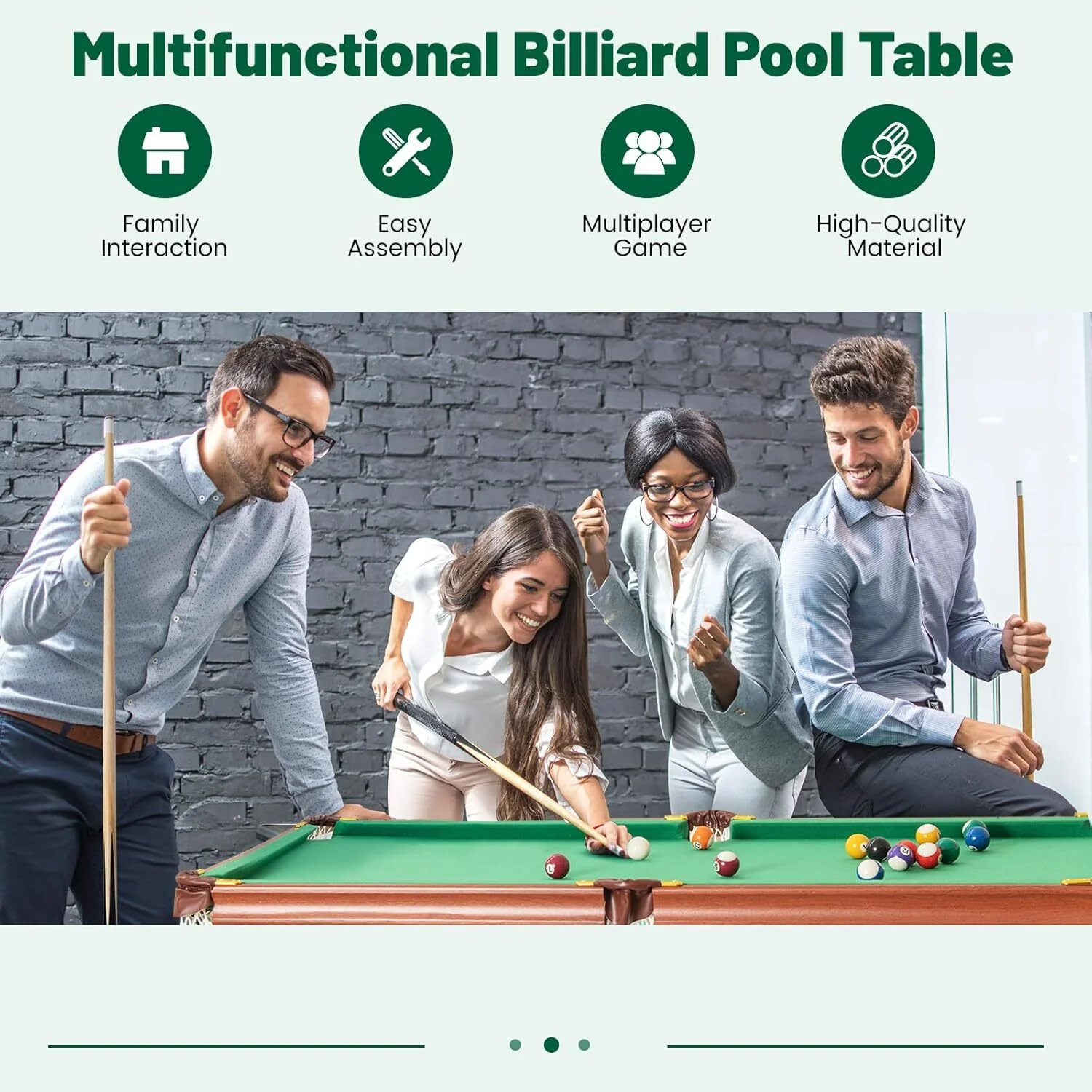 1.4m Pool Table Billiard Snooker Wood & Steel Foldable Game Table with Accessories - Image 8