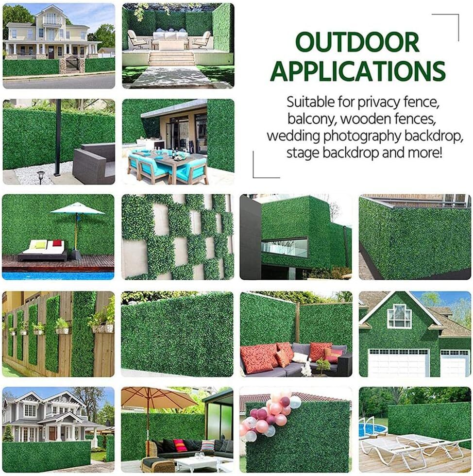 10-Piece Artificial Green Grass Lawn Plants Plastic Turf Hedge Wall (60cm x 40cm) - Image 4