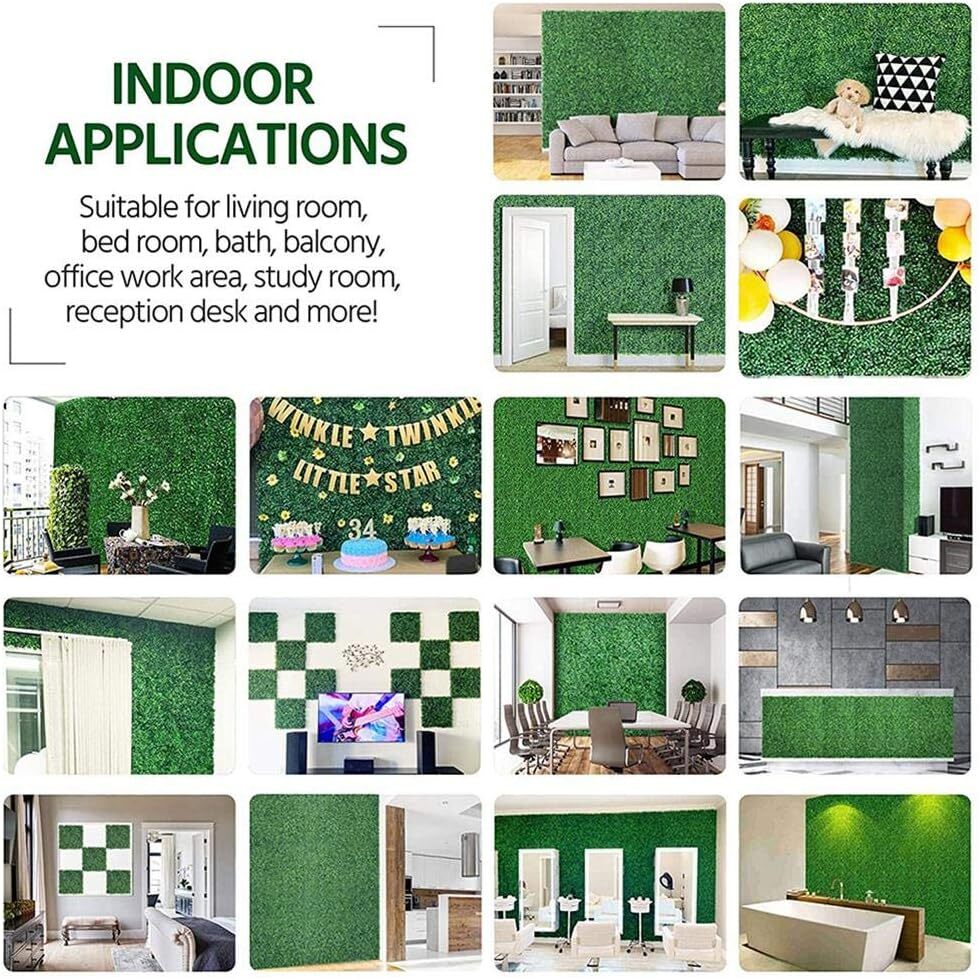 10-Piece Artificial Green Grass Lawn Plants Plastic Turf Hedge Wall (60cm x 40cm) - Image 5