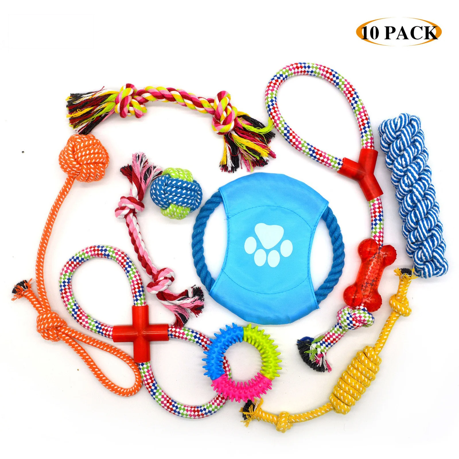 10-Piece Pet Dog Chew Toy Interactive Rope Toys Set - Image 8