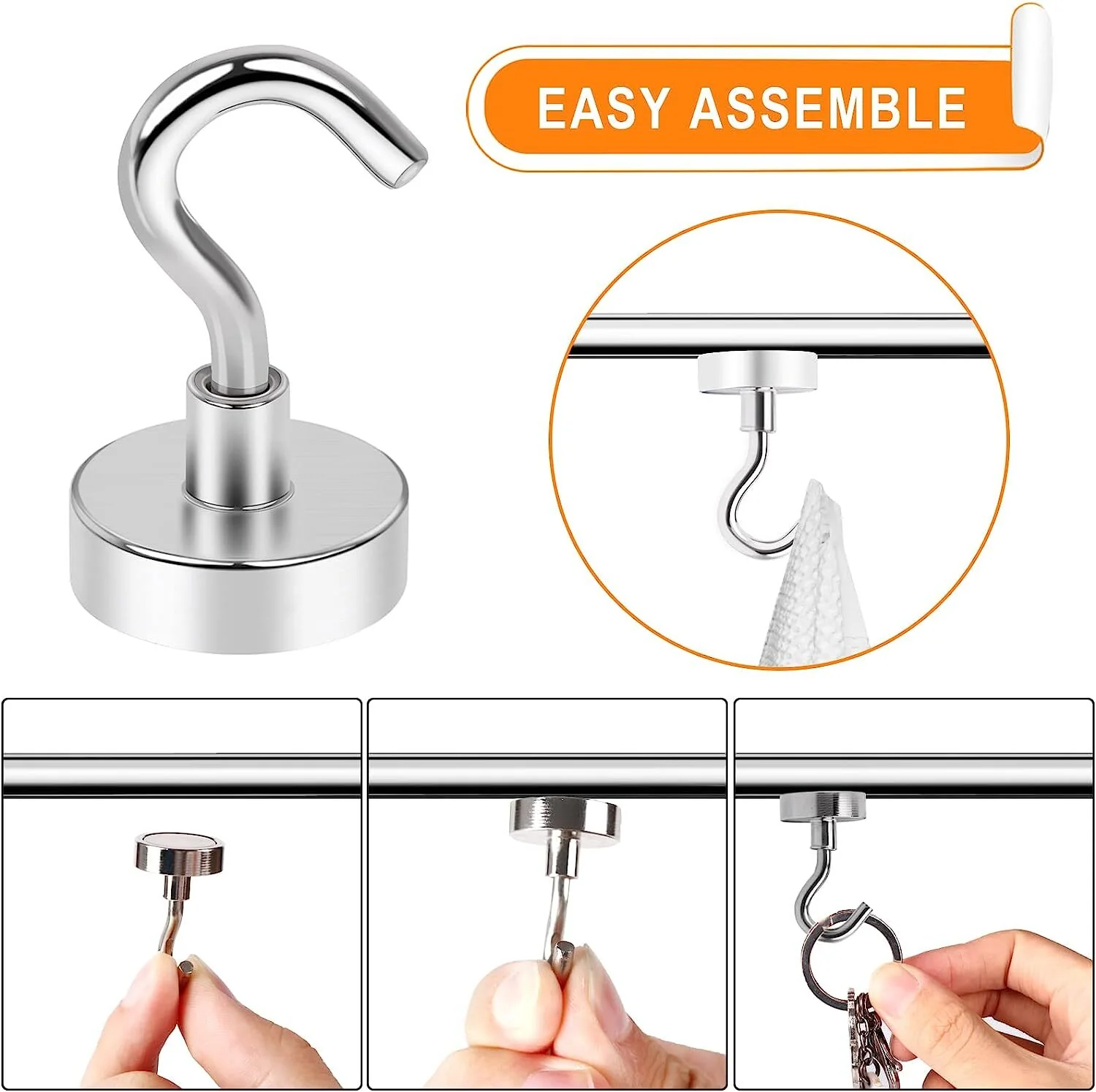 10 X Heavy Duty Magnetic Hooks Multipurpose Strong Hanging Magnets Hangers - Image 6