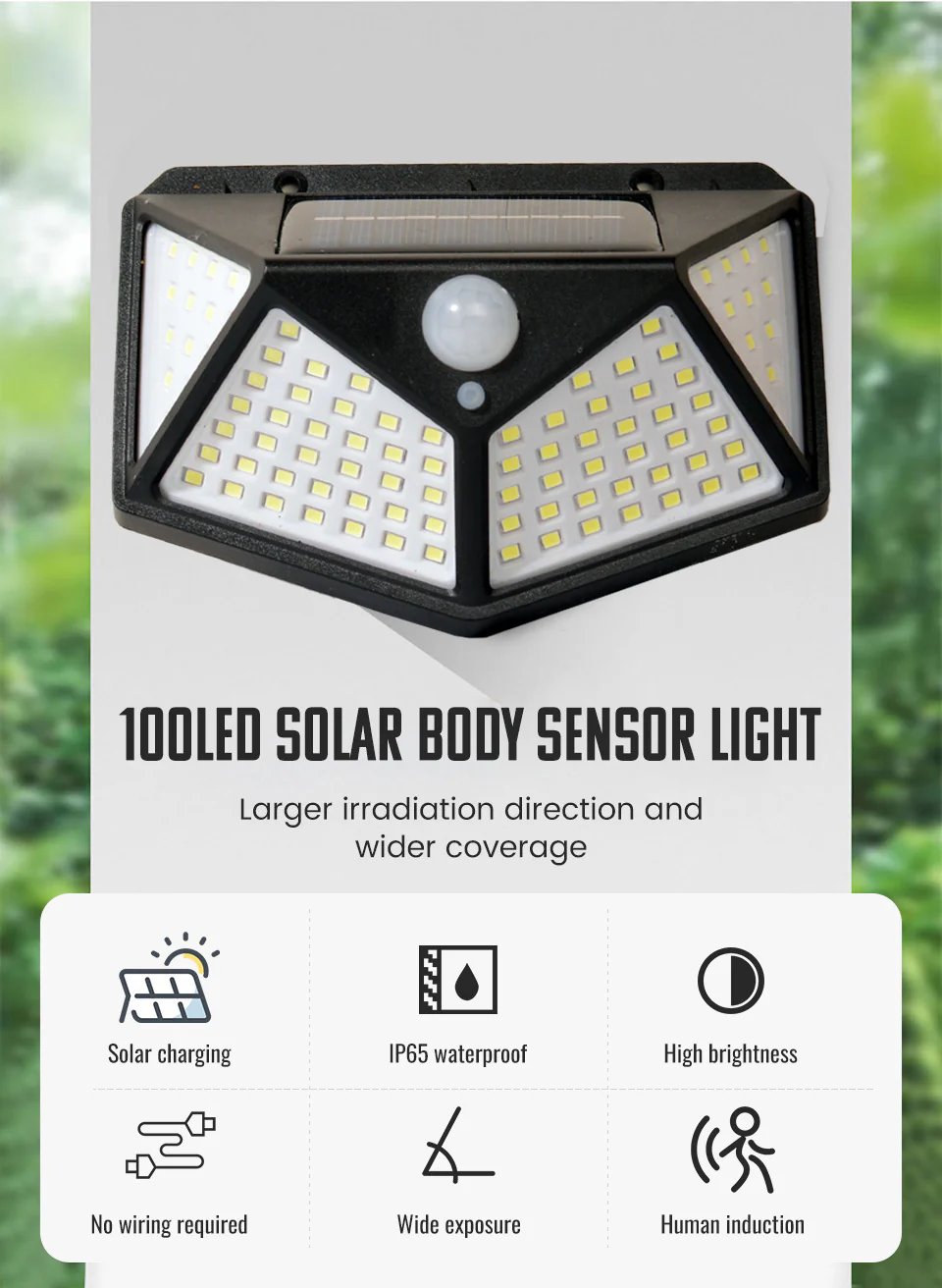 100 LED Motion Sensor Solar Outdoor Security Light - Image 5