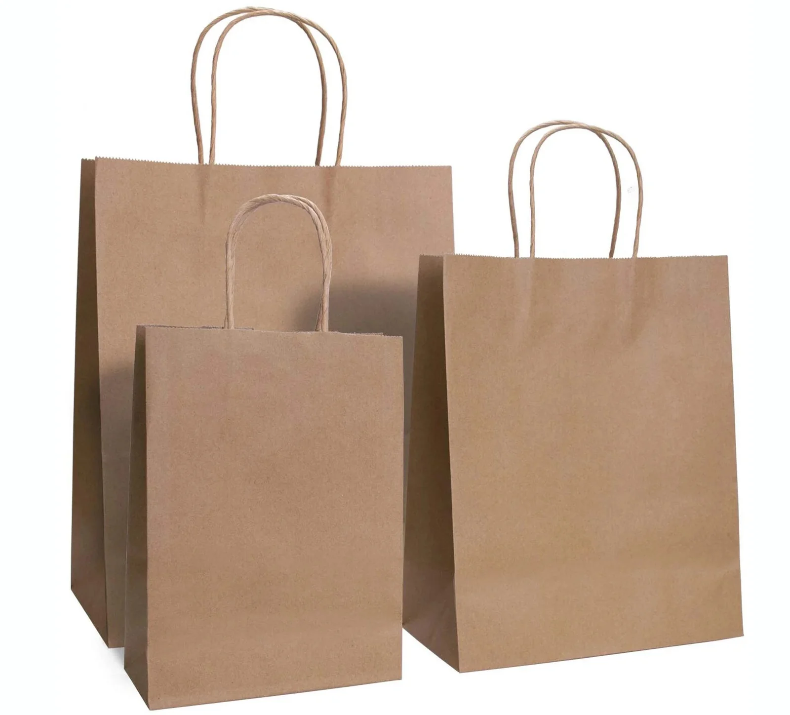 100 X Kraft Paper Bags Bulk Pack Gift Shopping Brown Retail Bag with Handles - Image 10