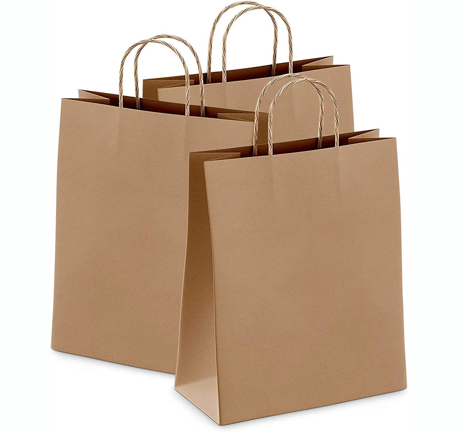100 X Kraft Paper Bags Bulk Pack Gift Shopping Brown Retail Bag with Handles - Image 11