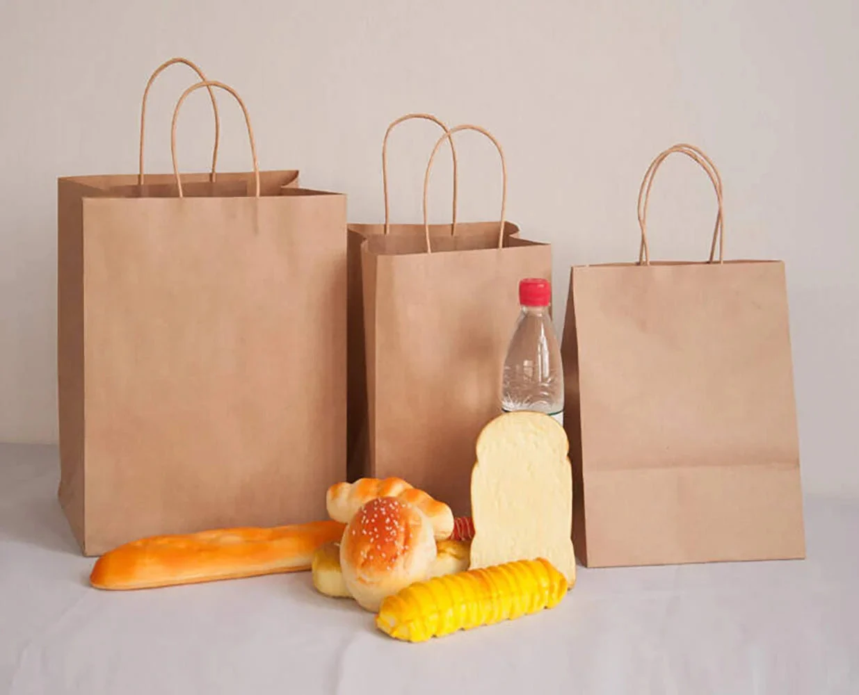 100 X Kraft Paper Bags Bulk Pack Gift Shopping Brown Retail Bag with Handles - Image 4