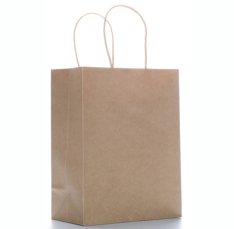 100 X Kraft Paper Bags Bulk Pack Gift Shopping Brown Retail Bag with Handles - Image 8