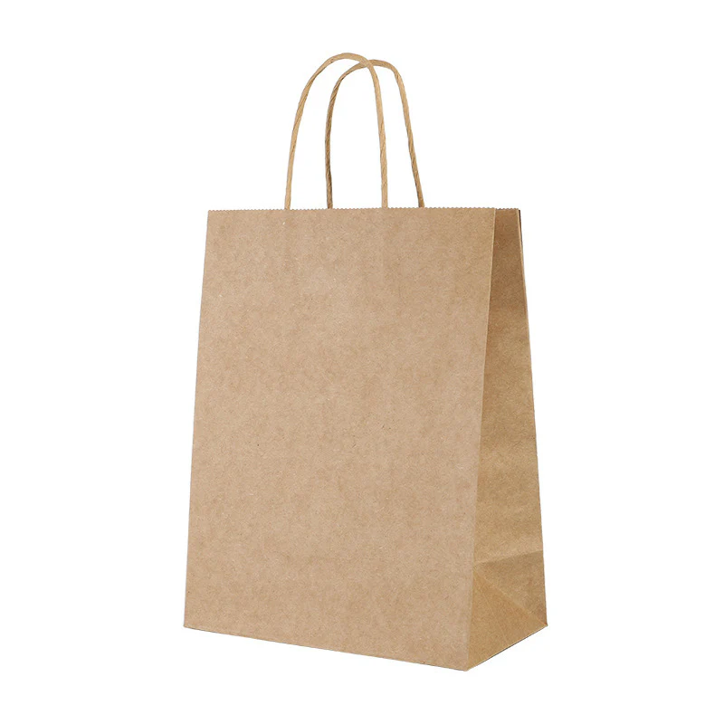 100 X Kraft Paper Bags Bulk Pack Gift Shopping Brown Retail Bag with Handles - Image 9