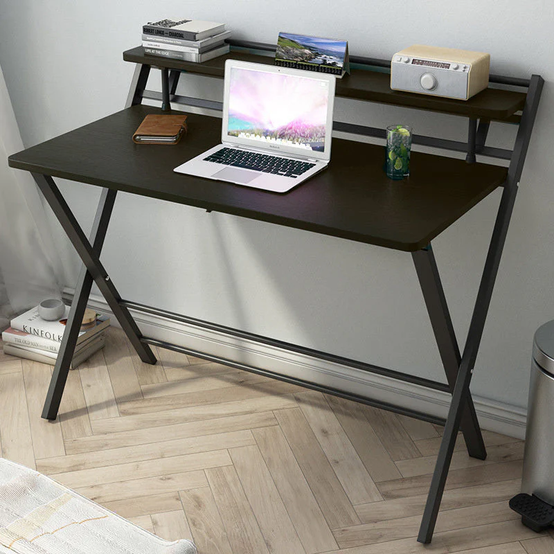 100cm Express Folding Desk with Shelf (Black Walnut) - Image 4