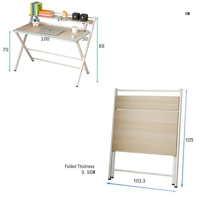 100cm Express Folding Desk with Shelf (Black Walnut) - Image 8