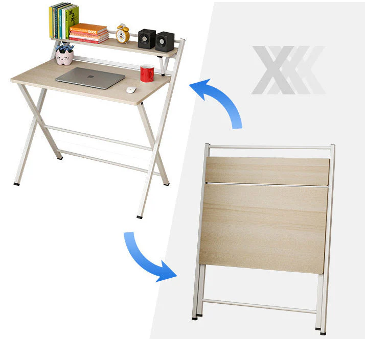 100cm Express Folding Desk with Shelf (Oak) - Image 10