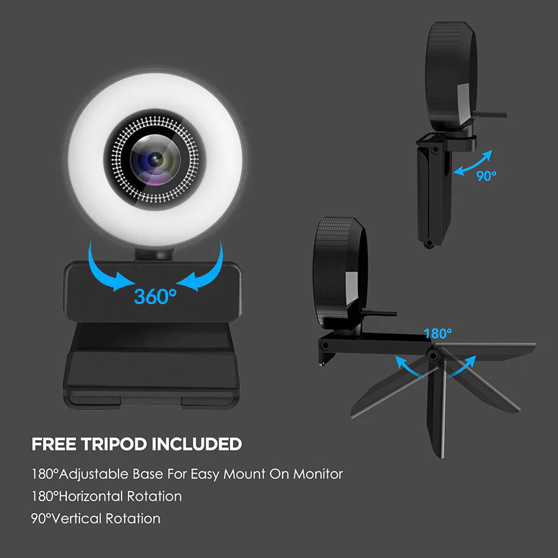 1080p Webcam with Adjustable Ring Light - Image 4