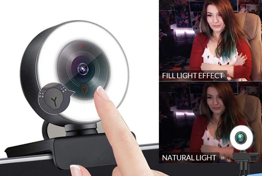 1080p Webcam with Adjustable Ring Light - Image 9