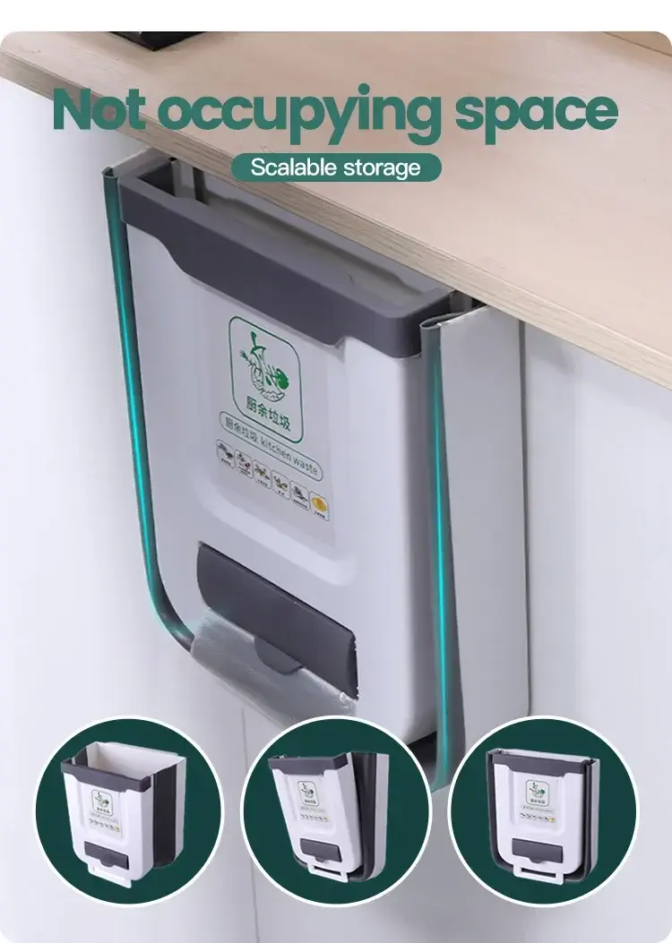 10L Hanging Foldable Kitchen Garbage Rubbish Bin Waste Organiser - Image 10