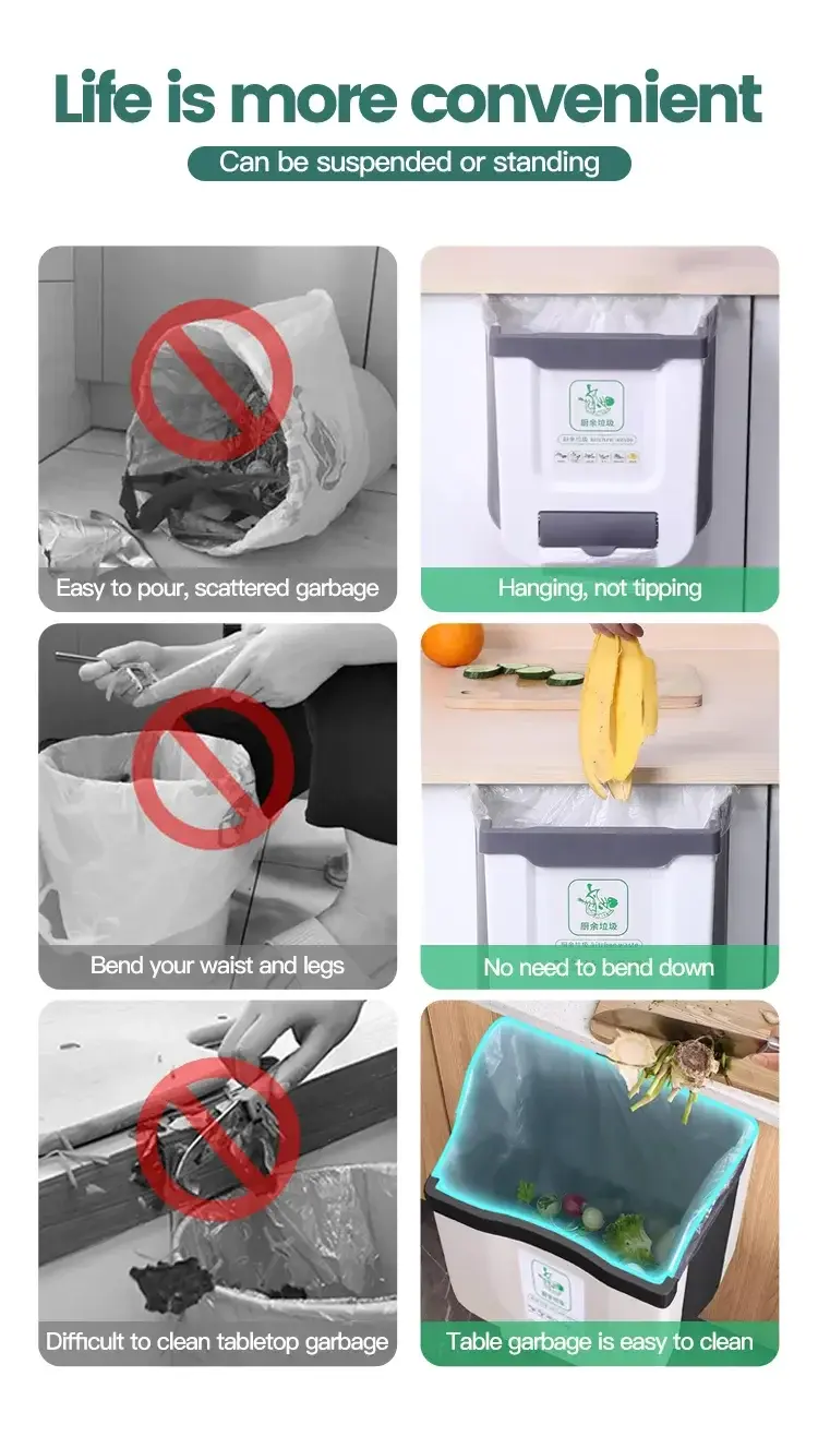 10L Hanging Foldable Kitchen Garbage Rubbish Bin Waste Organiser - Image 12