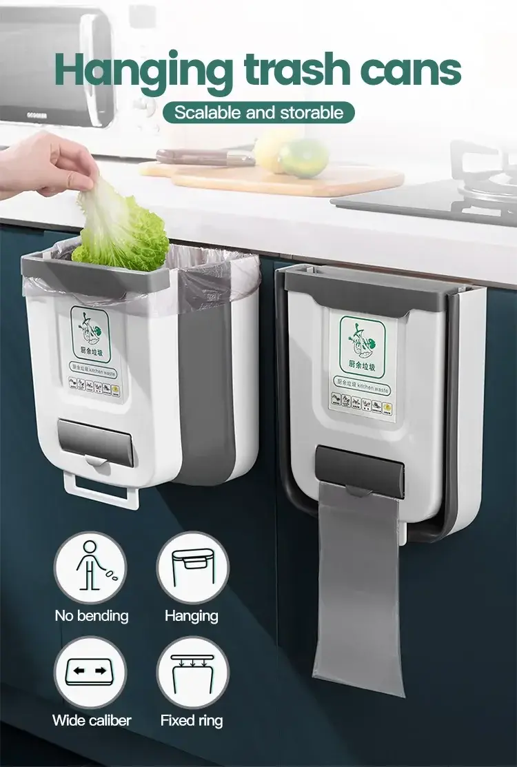 10L Hanging Foldable Kitchen Garbage Rubbish Bin Waste Organiser - Image 13