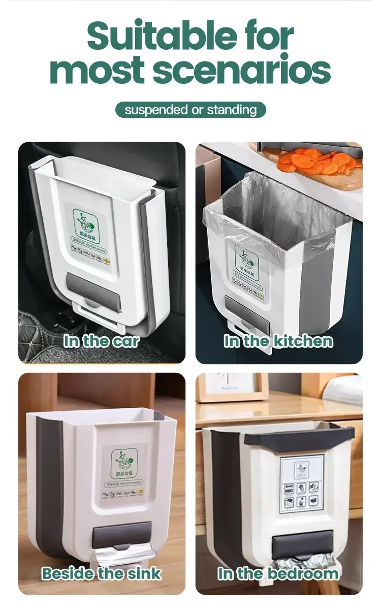 10L Hanging Foldable Kitchen Garbage Rubbish Bin Waste Organiser - Image 8