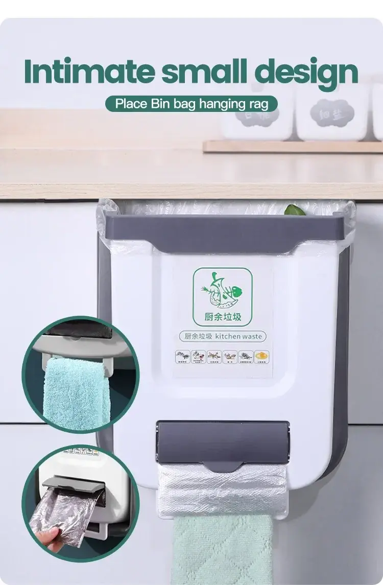10L Hanging Foldable Kitchen Garbage Rubbish Bin Waste Organiser - Image 9