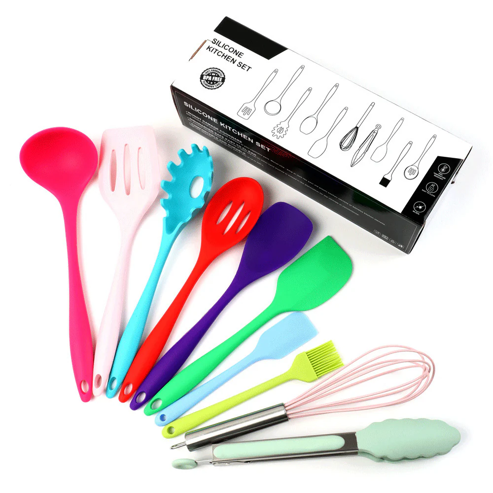 10PC Silicone Kitchen Cooking Baking Utensil Set (Colourful) - Image 22