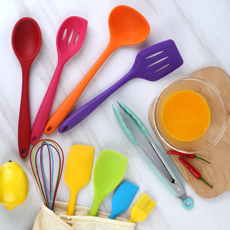 10PC Silicone Kitchen Cooking Baking Utensil Set (Colourful) - Image 3