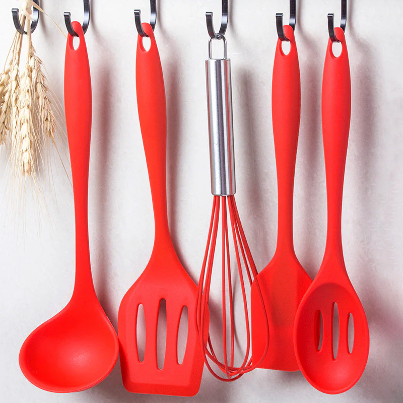 10PC Silicone Kitchen Cooking Baking Utensil Set (Red) - Image 6