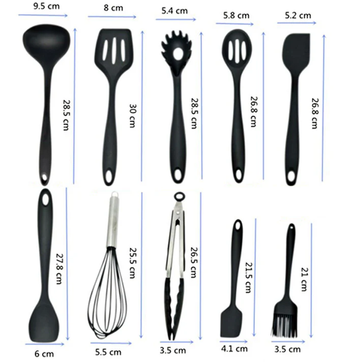 10PC Silicone Kitchen Cooking Baking Utensil Set - Image 15