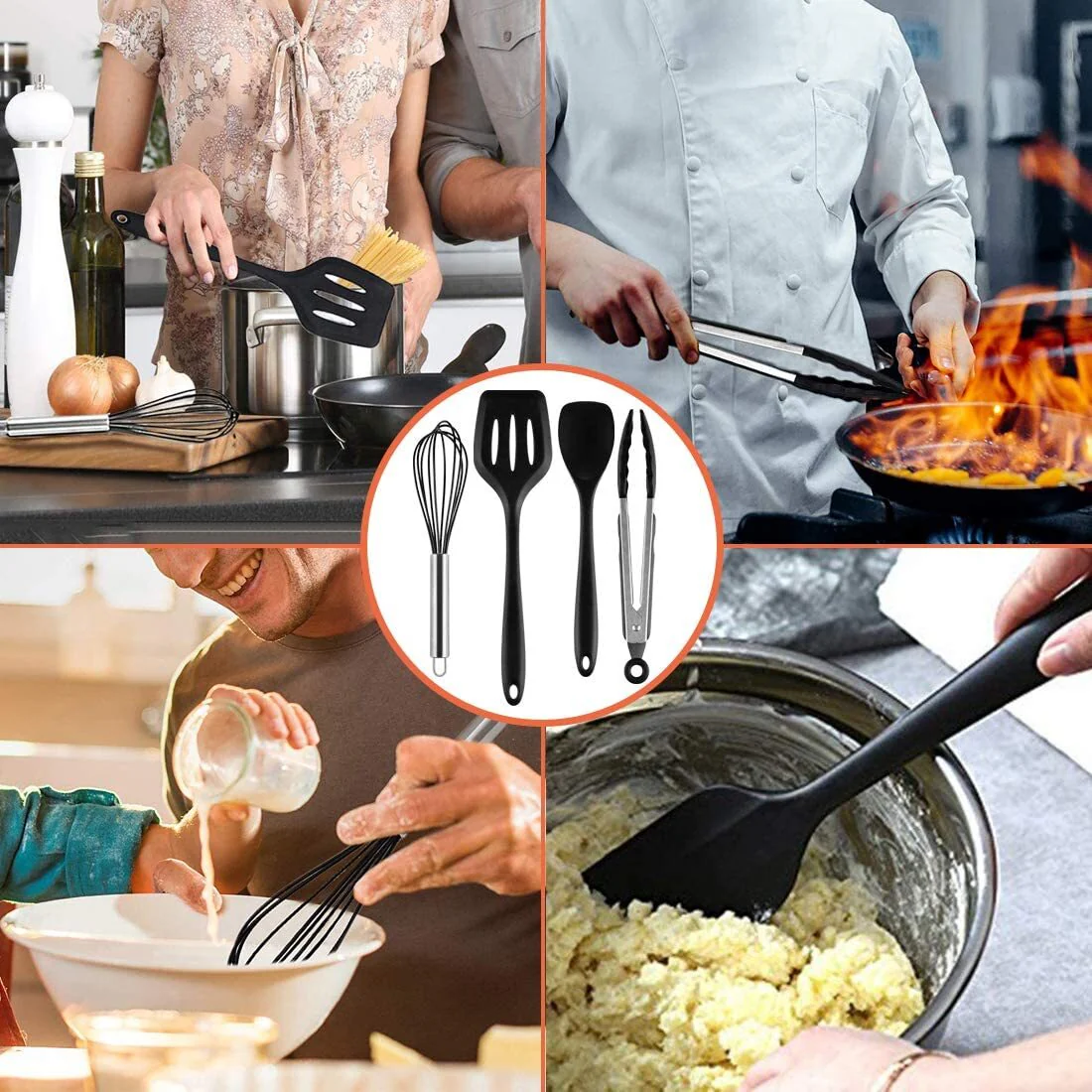 10PC Silicone Kitchen Cooking Baking Utensil Set - Image 3