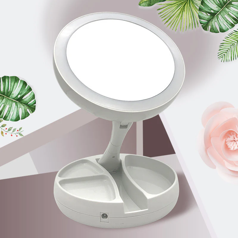 10X Magnifying Vanity Makeup Folding Mirror with LED Lights - Image 2