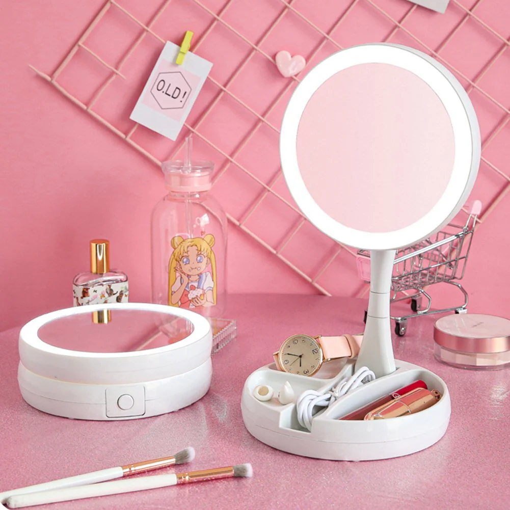 10X Magnifying Vanity Makeup Folding Mirror with LED Lights - Image 5