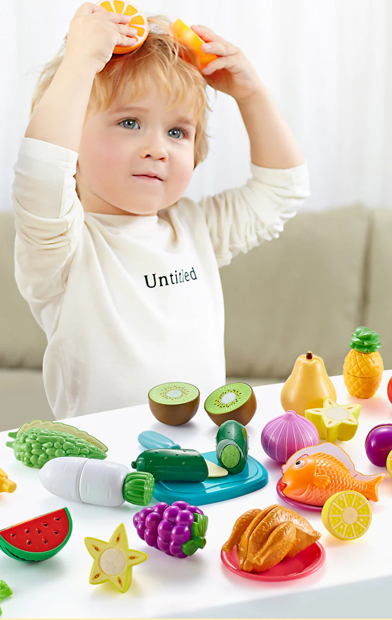 11-Piece Lunch Plate Realistic Pretend Cutting Food Toy Play Set - Image 5