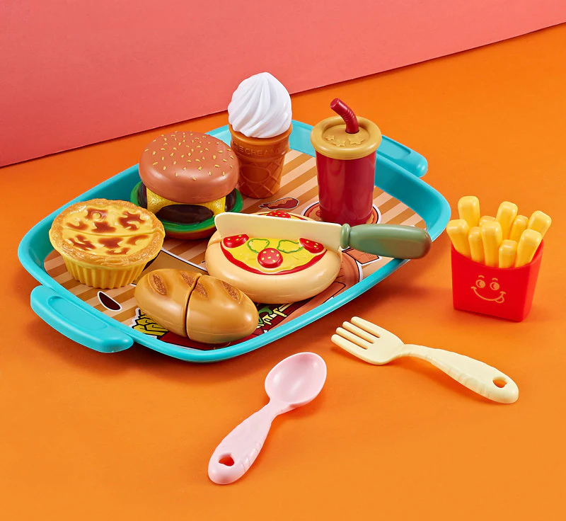 11-Piece Lunch Plate Realistic Pretend Cutting Food Toy Play Set - Image 7