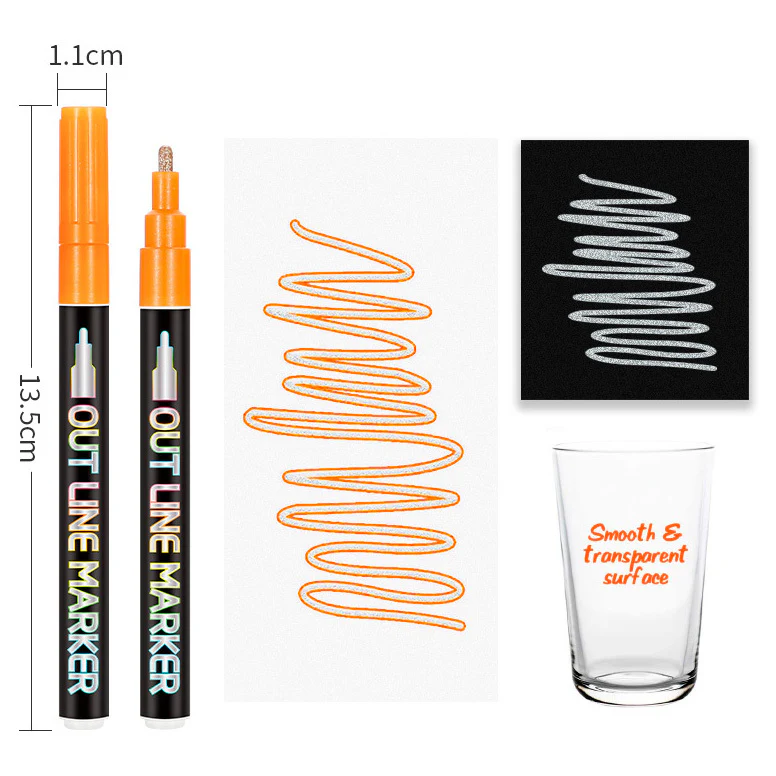 12 Colours Outline Markers Metallic Magic Glitter Art Drawing Pens - Image 10