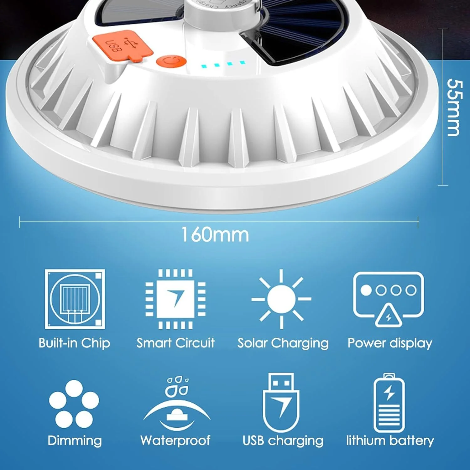 120 LED Solar Lamp Rechargeable Lantern Portable Outdoor Light - Image 16