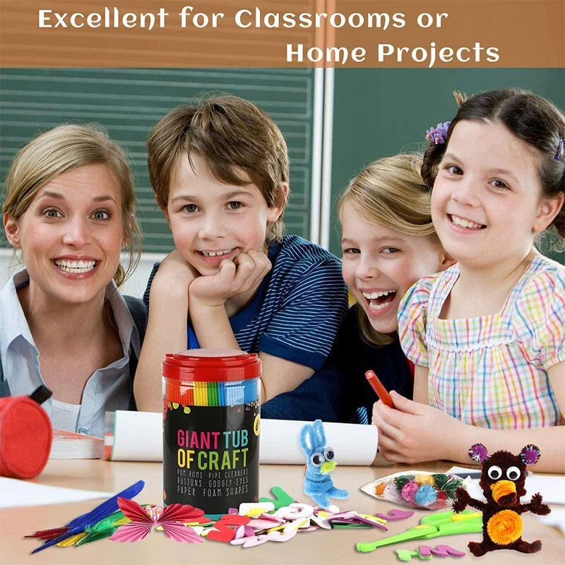 1200PCS+ Giant Tub DIY Material Kit Kids Crafts Art Supplies Jar - Image 2