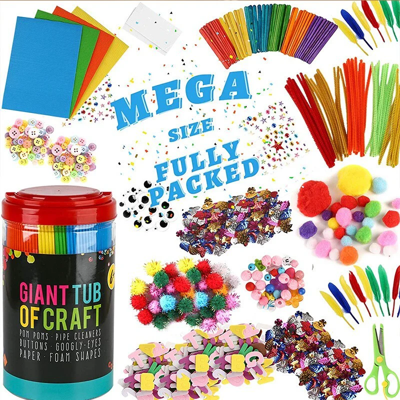 1200PCS+ Giant Tub DIY Material Kit Kids Crafts Art Supplies Jar - Image 3
