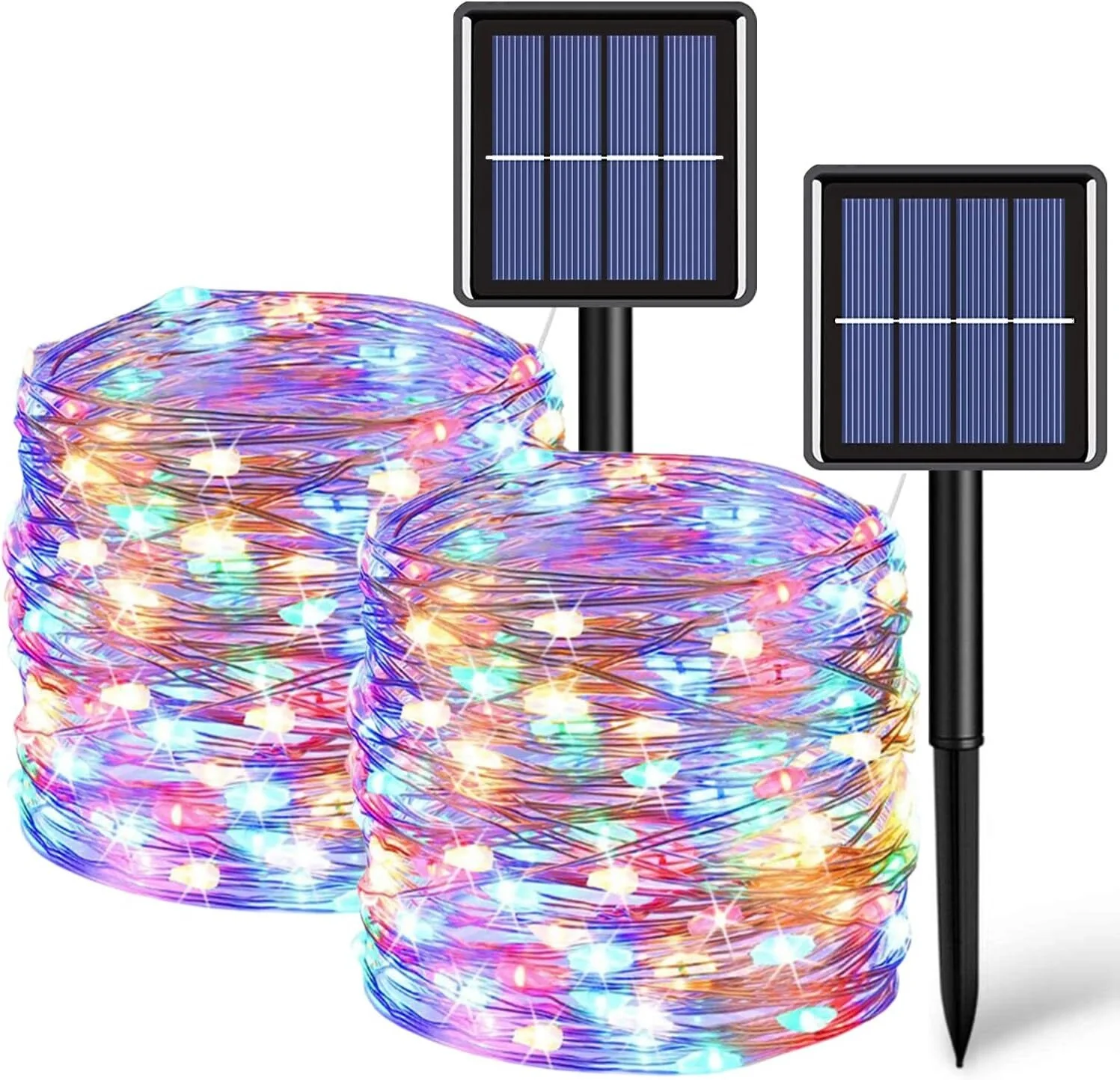 12m 100 LED Solar Powered Multicolour Fairy String Lights Rechargeable Garden Patio Decor - Image 12