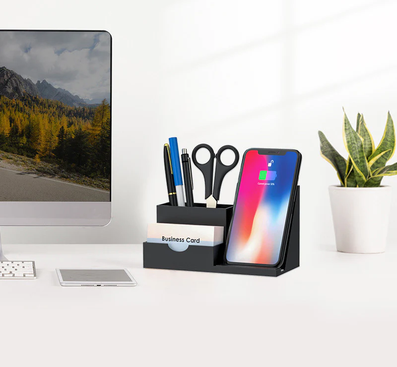 15W Wireless Fast Charger Charging Station and Pen Holder Desk Organizer - Image 3