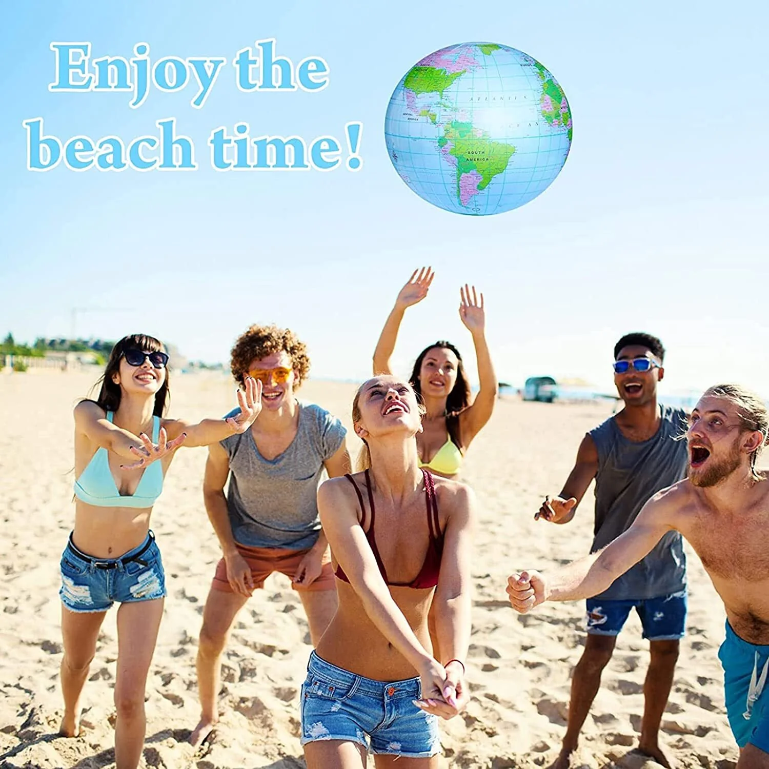 16" Inflatable Globe Earth World Beach Ball - Image 2