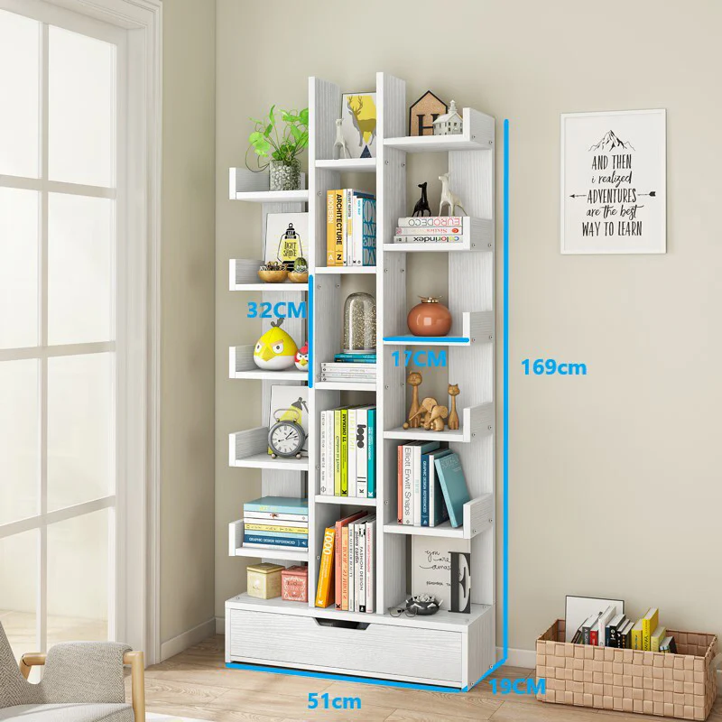 18-Shelf Brilliance Bookshelf Display Cabinet Shelf Bookcase Storage Organizer (White) - Image 7
