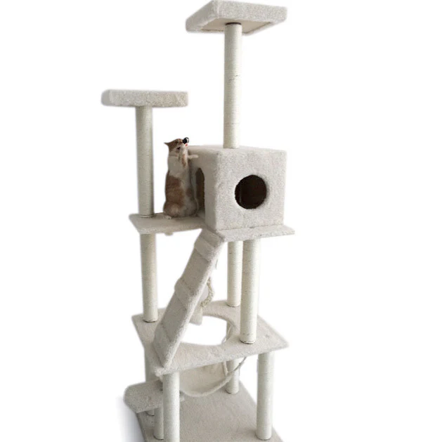 195cm Tall XXL Cat Scratching Post Pole Tower with Hammock (White) - Image 6