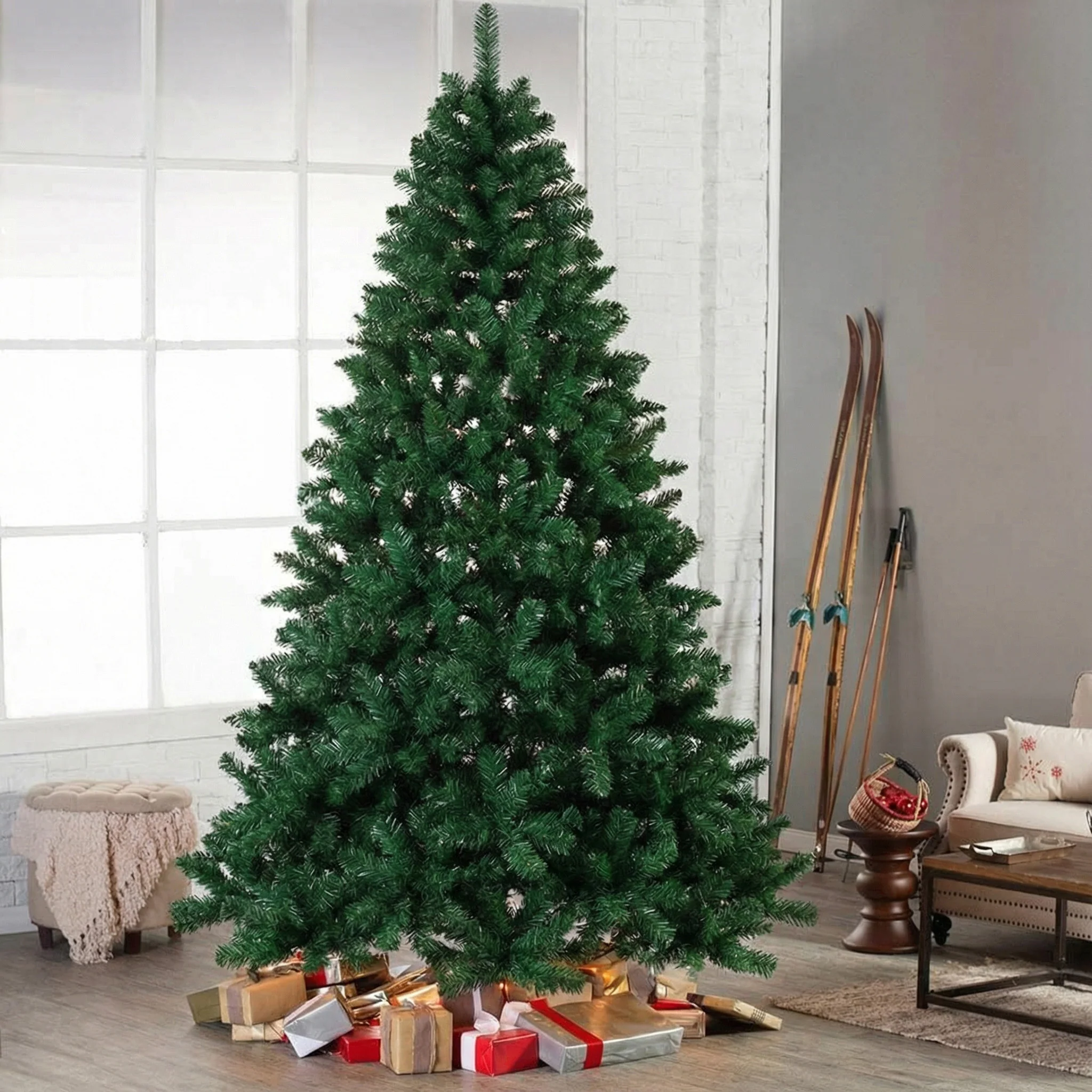 2.1m Traditional Green Christmas Tree 1000T - Image 2