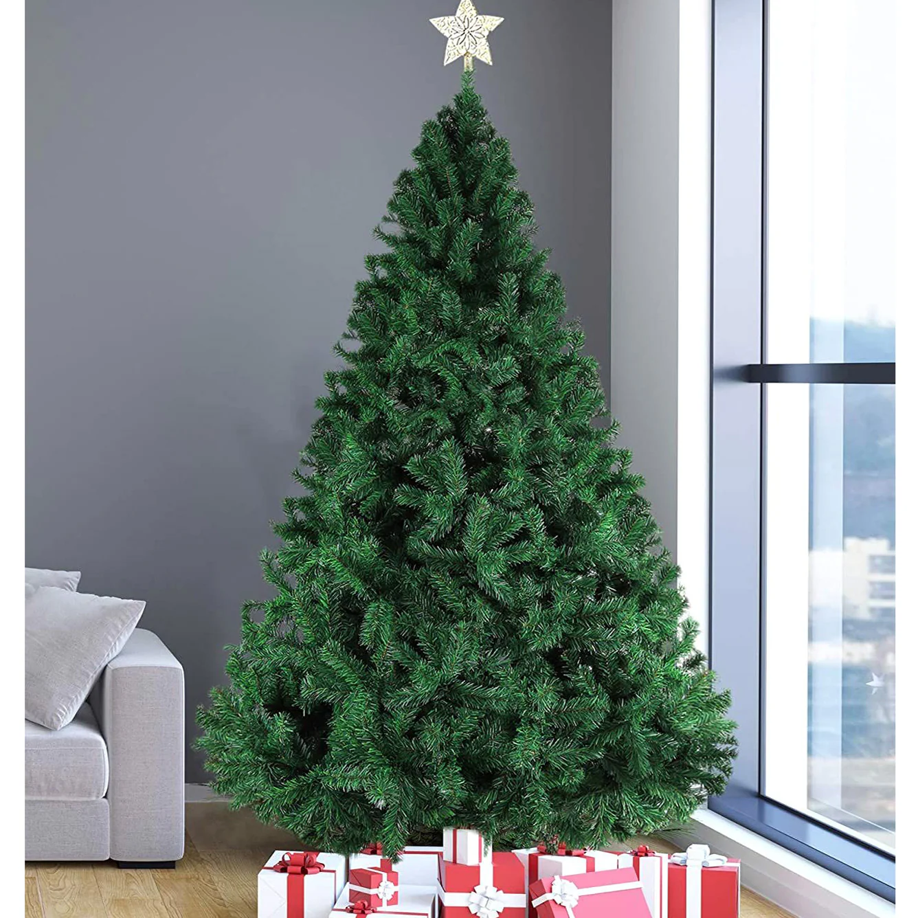 2.1m Traditional Green Christmas Tree 1000T - Image 6