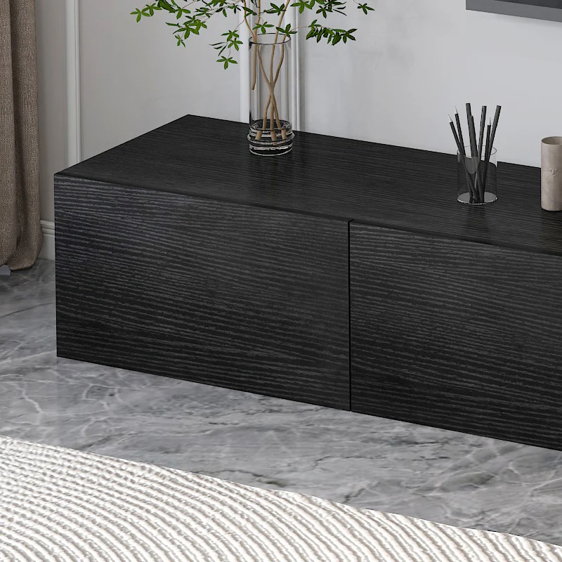 2.4m Lusso Designer Wooden TV Cabinet Entertainment Unit 240cm (Black) - Image 3