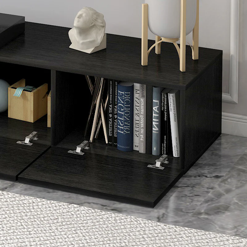 2.4m Lusso Designer Wooden TV Cabinet Entertainment Unit 240cm (Black) - Image 5