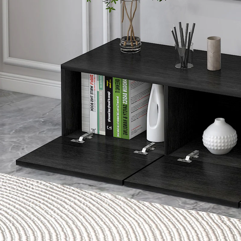 2.4m Lusso Designer Wooden TV Cabinet Entertainment Unit 240cm (Black) - Image 6