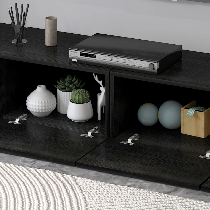 2.4m Lusso Designer Wooden TV Cabinet Entertainment Unit 240cm (Black) - Image 8