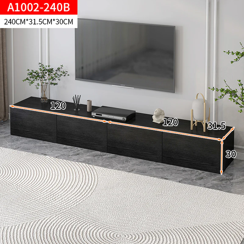 2.4m Lusso Designer Wooden TV Cabinet Entertainment Unit 240cm (Black) - Image 9