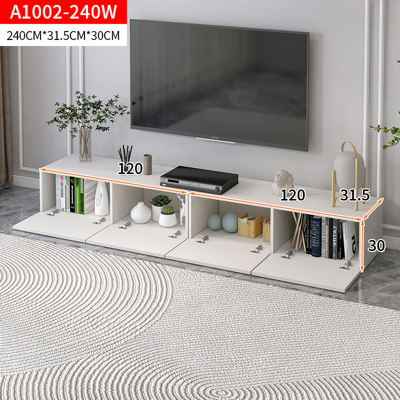 2.4m Lusso Designer Wooden TV Cabinet Entertainment Unit 240cm (White) - Image 11