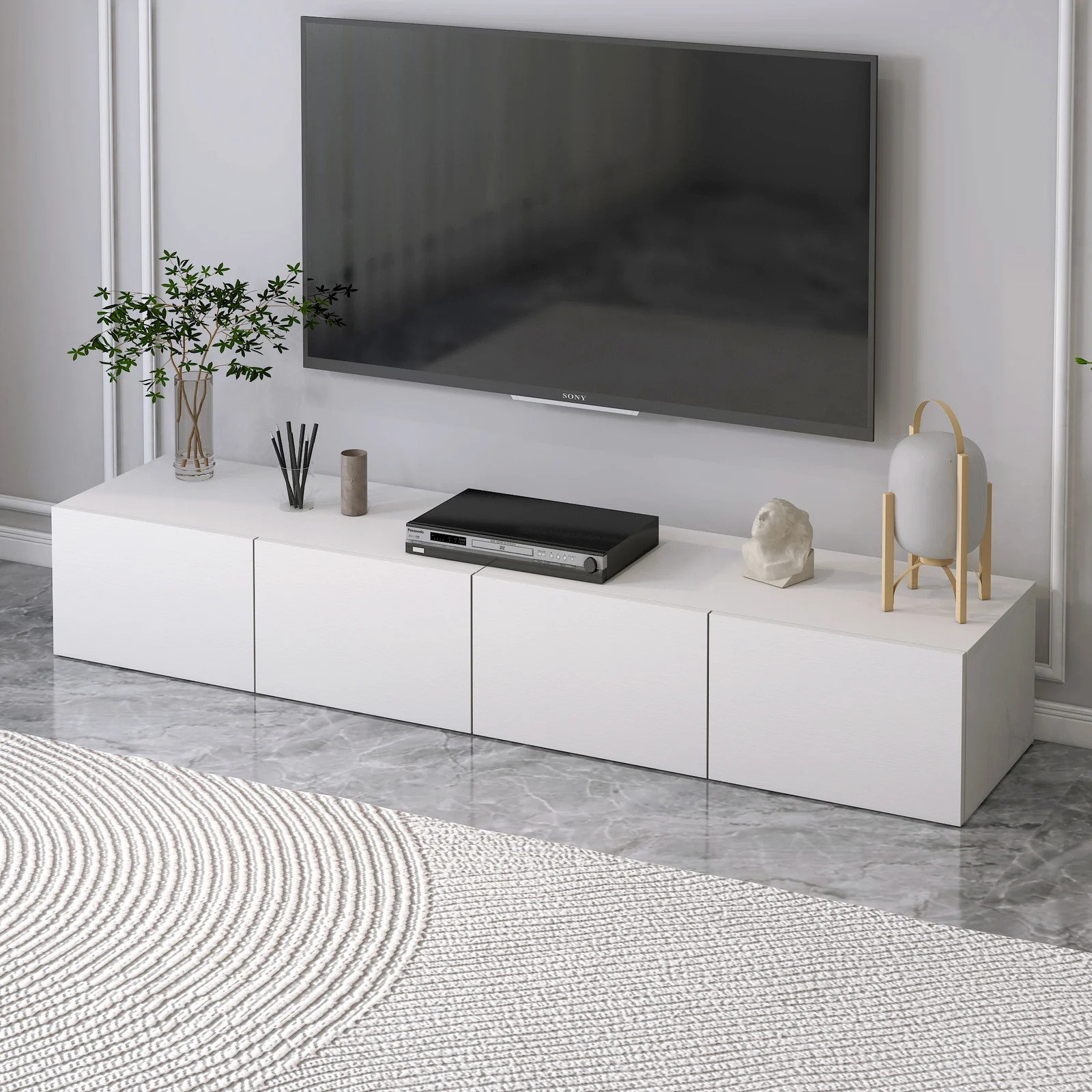 2.4m Lusso Designer Wooden TV Cabinet Entertainment Unit 240cm (White) - Image 19