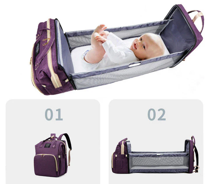2-in-1 Nappy Bag with Baby Change Bed (Black) - Image 9