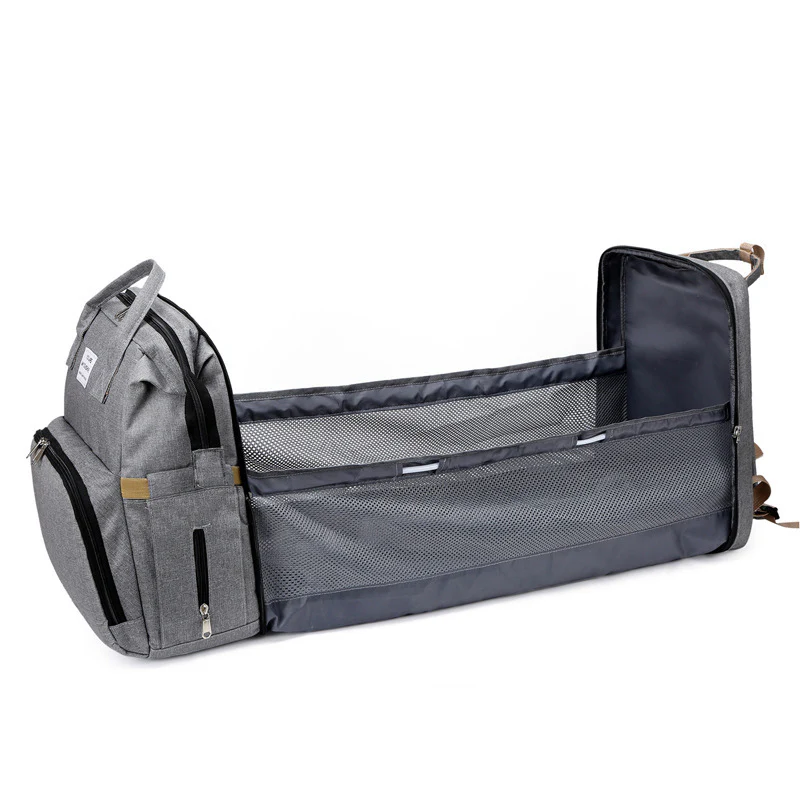 2-in-1 Nappy Bag with Baby Change Bed (Grey) - Image 4